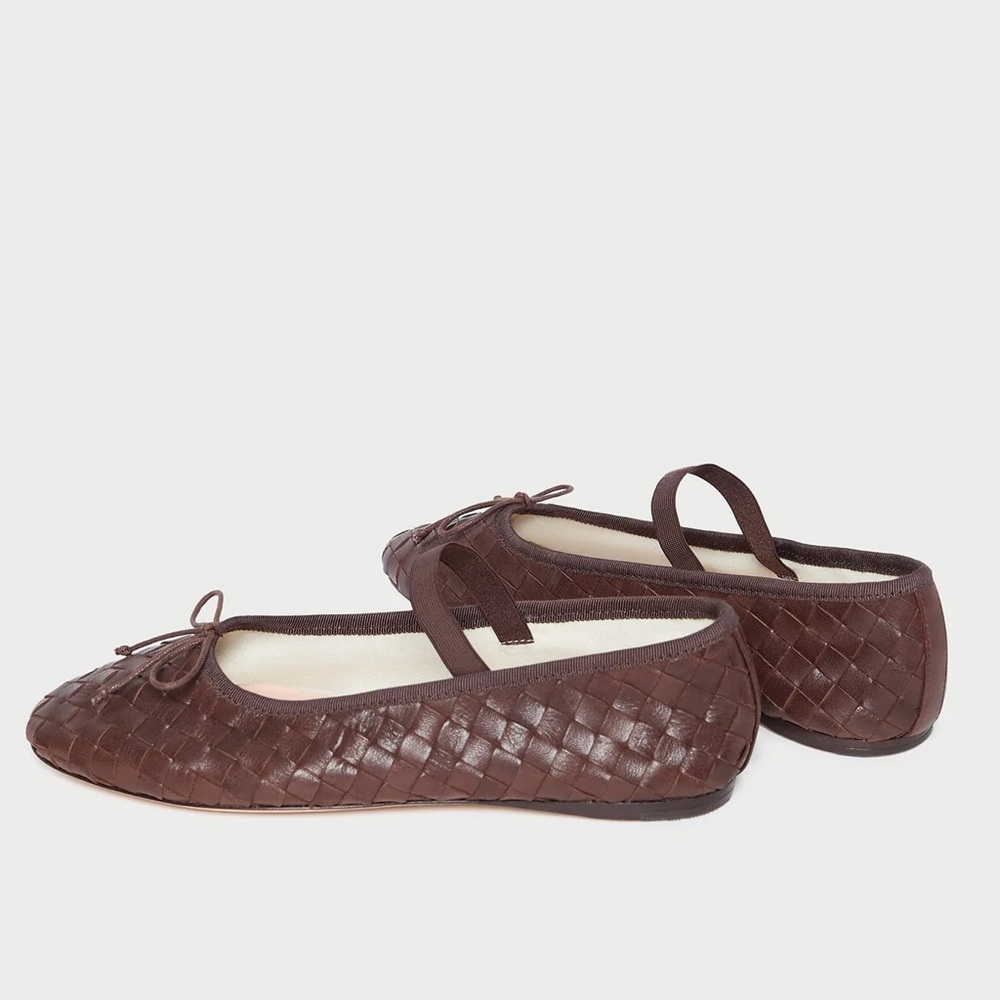 New Loeffler Randall Leonie Woven Soft Ballet Flats in Espresso Brown Size 7.5B - Picture 3 of 8
